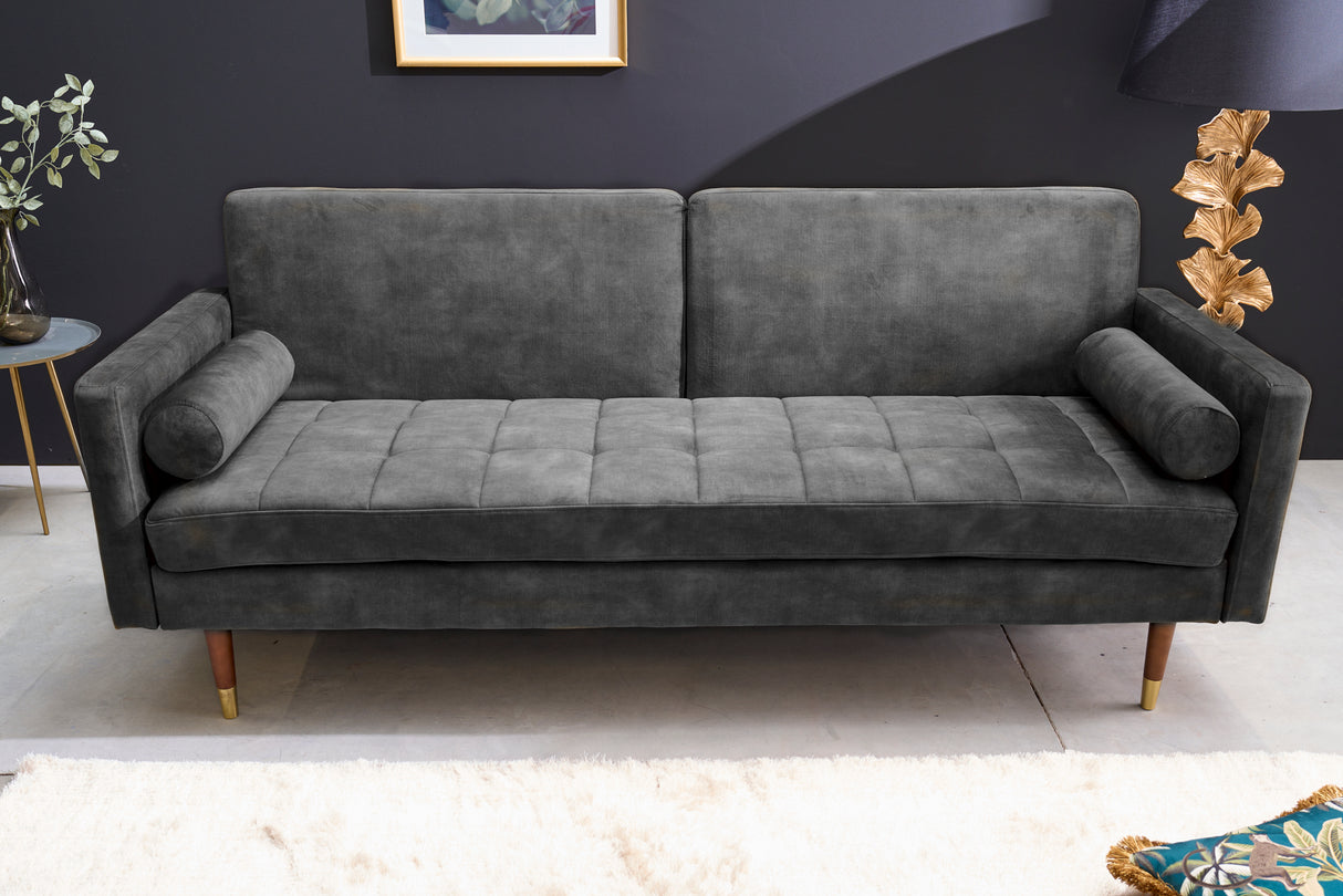 Schlafsofa COUTURE 200cm Microvelours grau