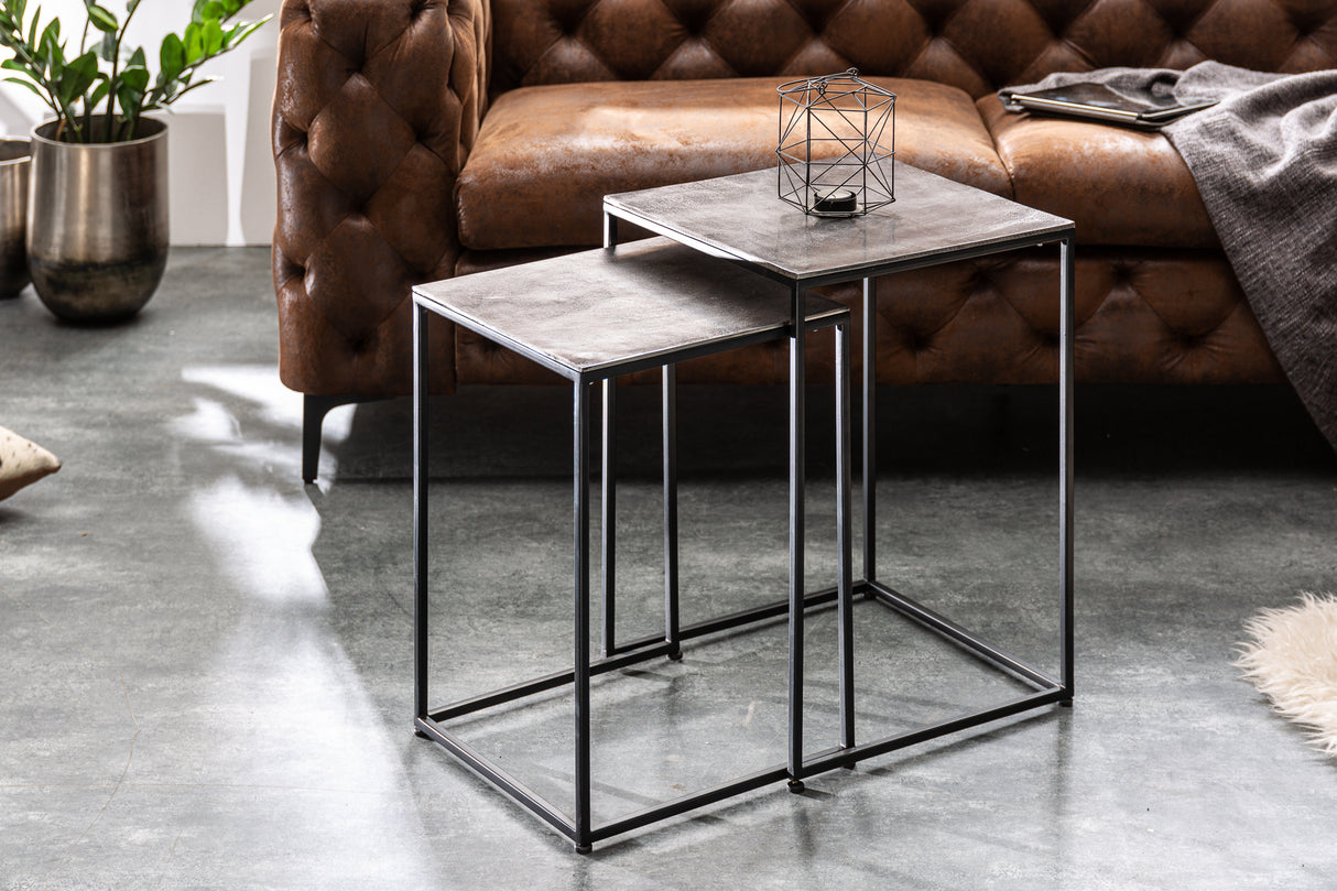 Couchtisch ELEMENTS 50/55cm 2er Set silbergrau