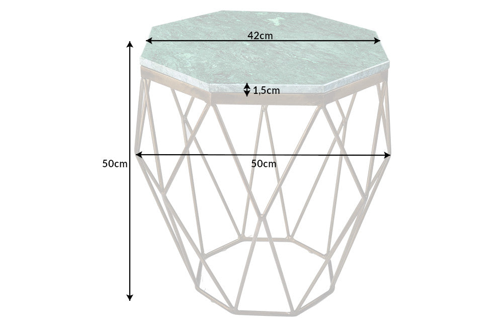 Couchtisch DIAMOND 50cm Marmor grün Messing