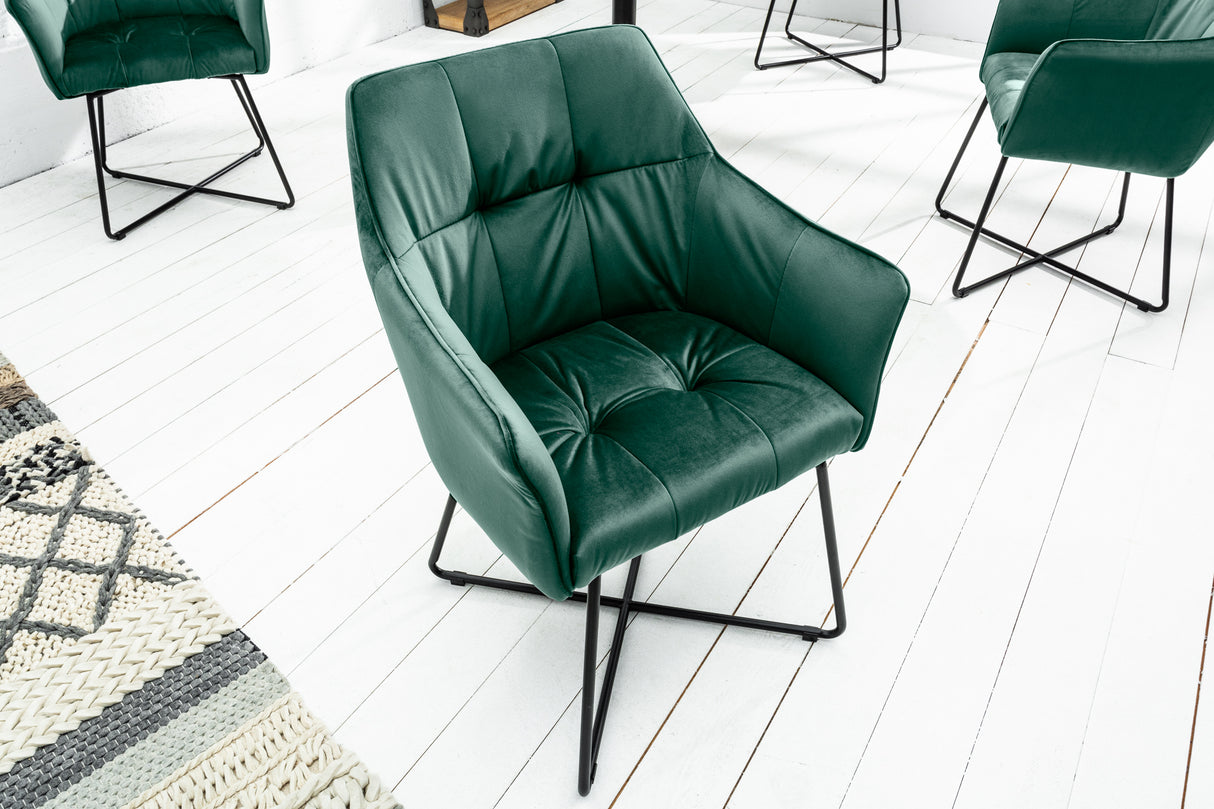 Chair LOFT with armrests velvet green