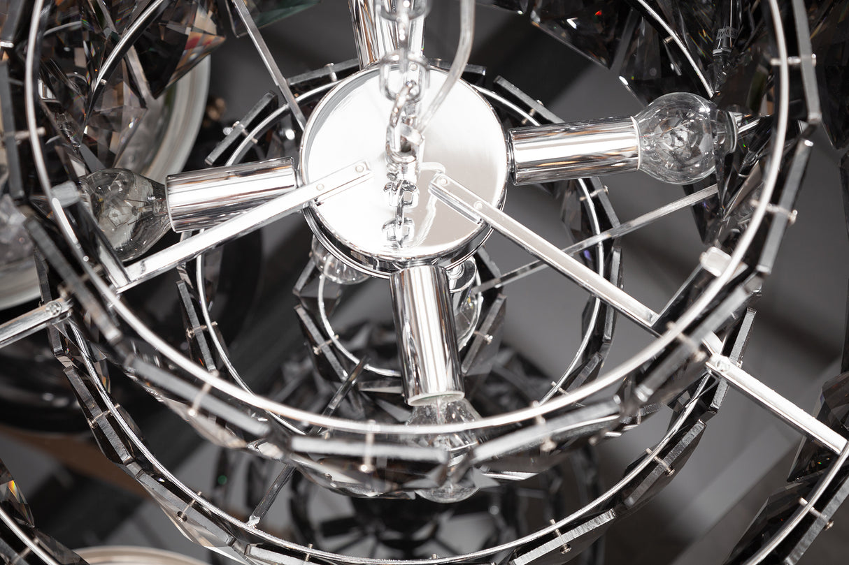Chandelier KRISTALL 50cm 75 glass prisms noble grey