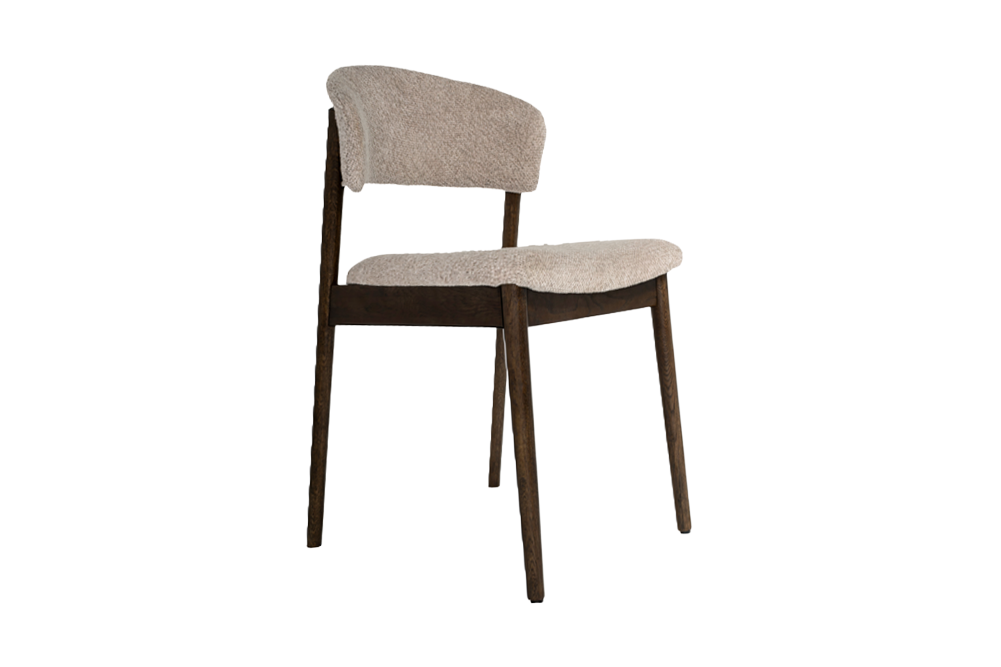 Chair VALHALLA WOOD textured fabric beige and oak wood brown