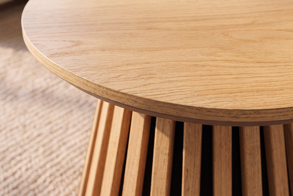Coffee table VALHALLA WOOD Ø 50cm round oak wood veneered natural