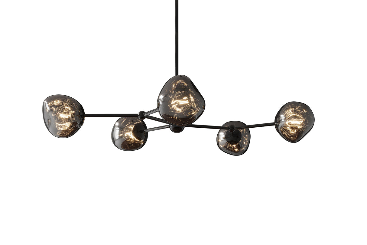 Pendelleuchte LIQUID DIAMOND 5 Glasschirme Rauchoptik