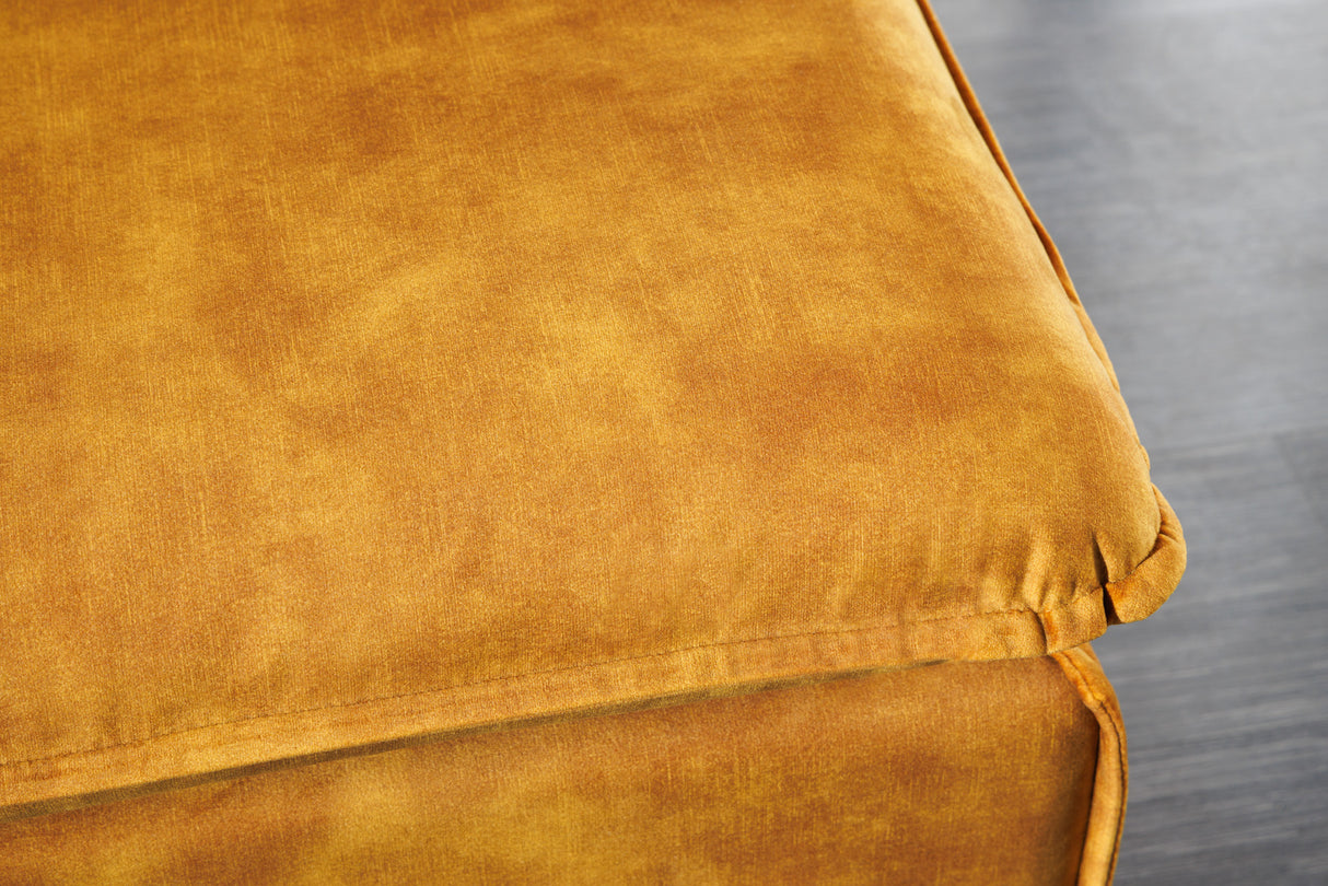 Stool HEAVEN 100cm removable cover textured velvet mustard yellow