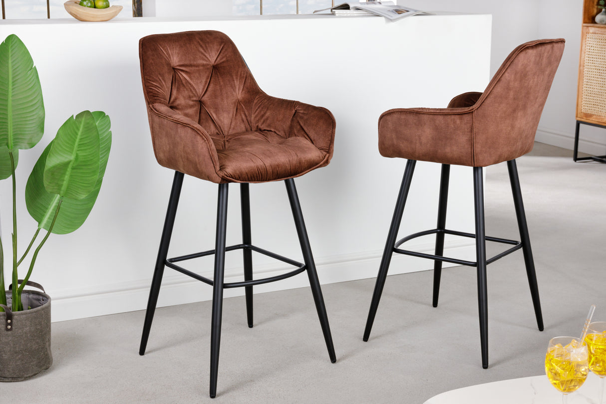 Bar stool MILANO 75cm velvet brown