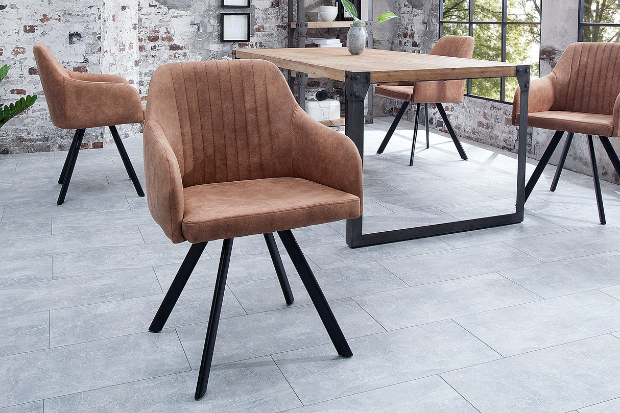 Chair LUCCA with armrests microfibre vintage brown