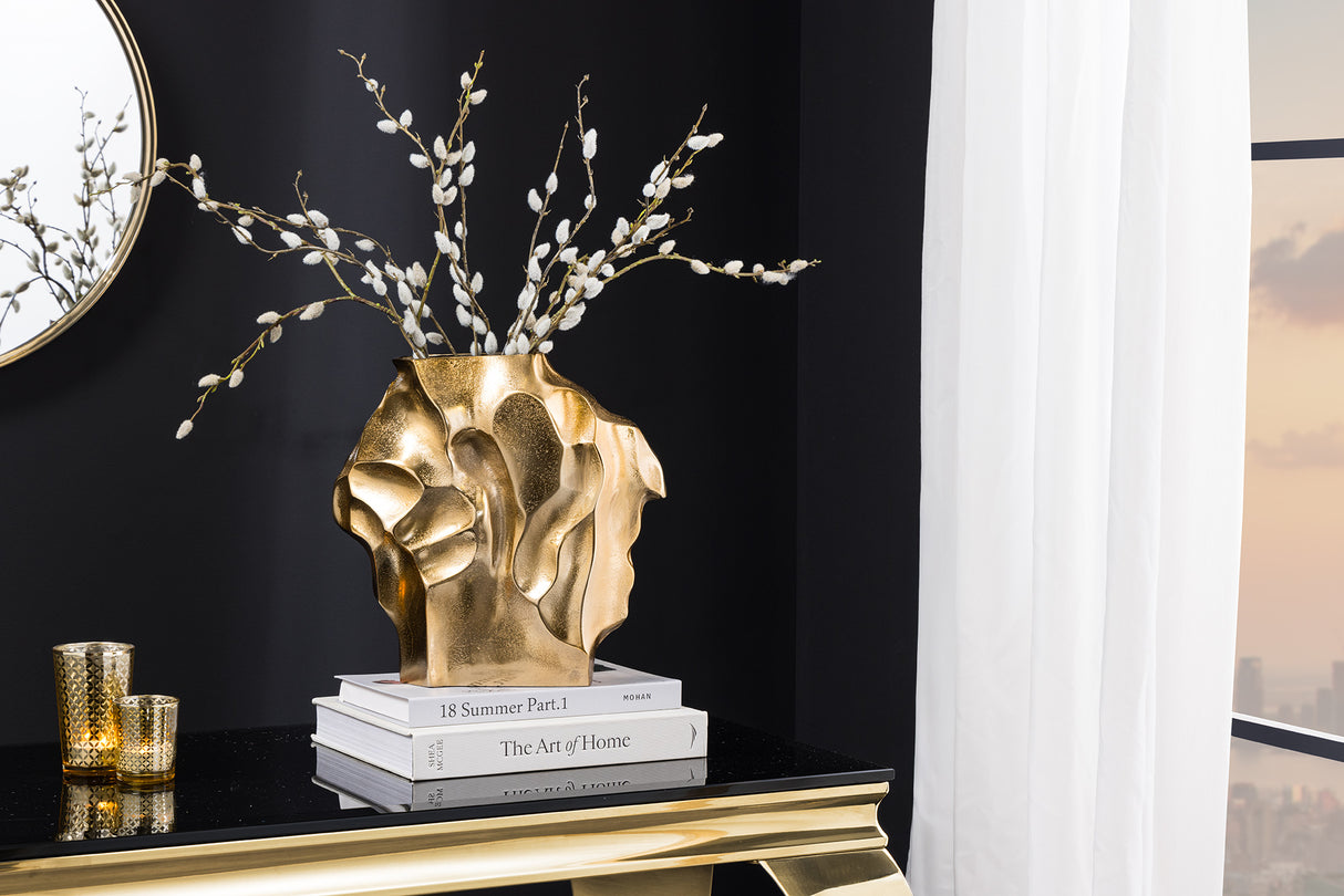 Vase LIQUID 25cm Hammerschlageffekt gold