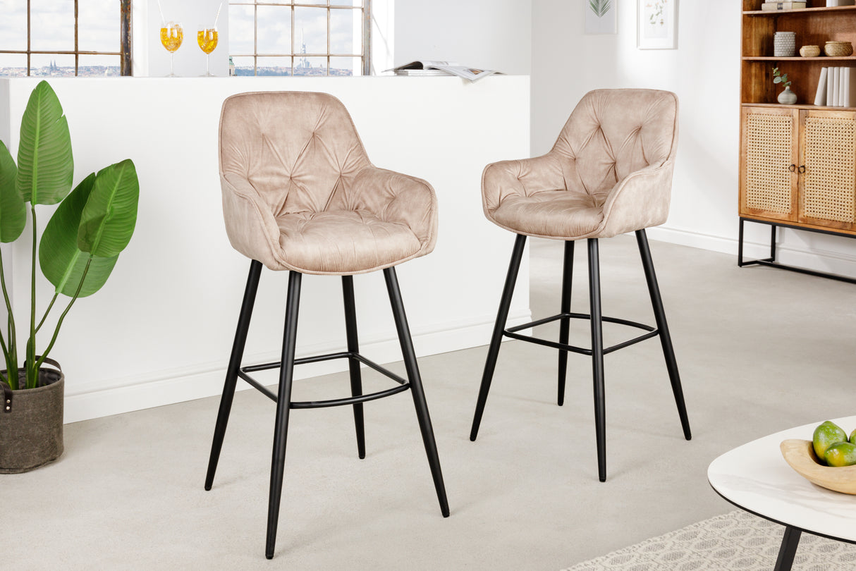 Bar stool MILANO 75cm velvet champagne