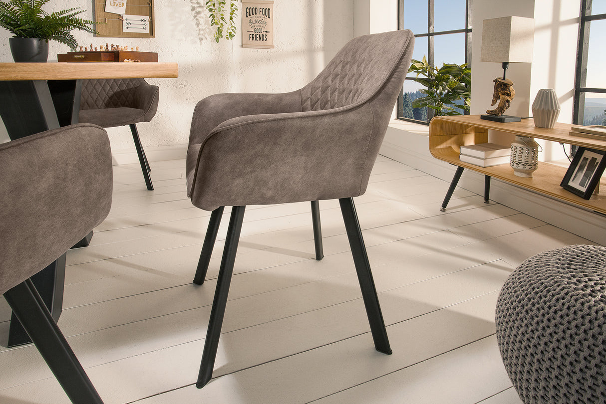 Chair PALERMO with armrests microfibre taupe