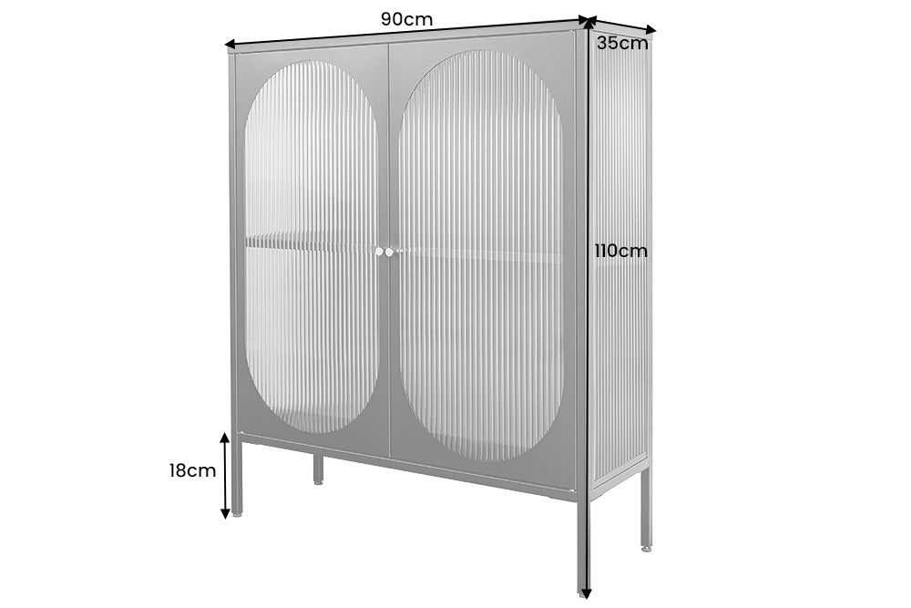 Display cabinet PARIS 110cm ribbed glass black