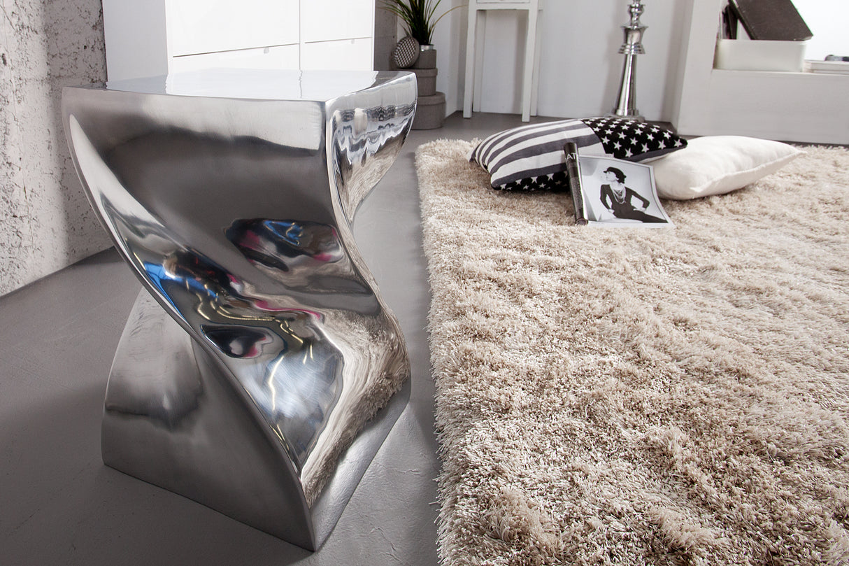 Hocker TWIST 45cm silber aluminium