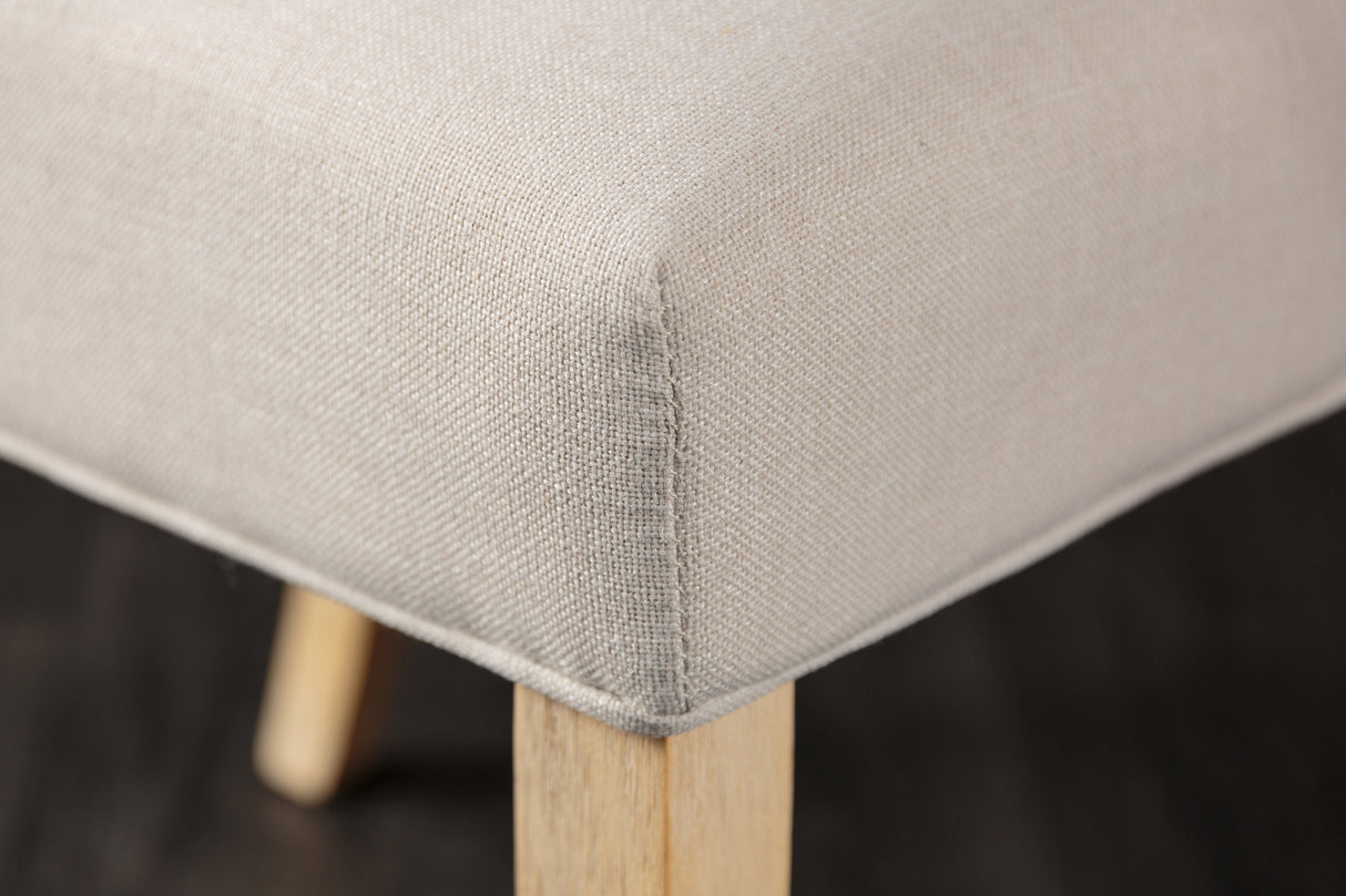 Chair CASTLE textured fabric beige w/ chesterfield quilting