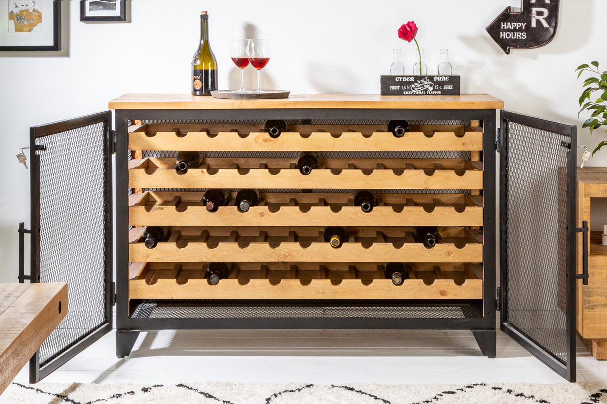 Wine cabinet BODEGA 130cm for 55 bottles pine wood natural