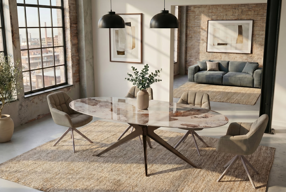 Dining table PANDORA 220cm oval ceramic bronze