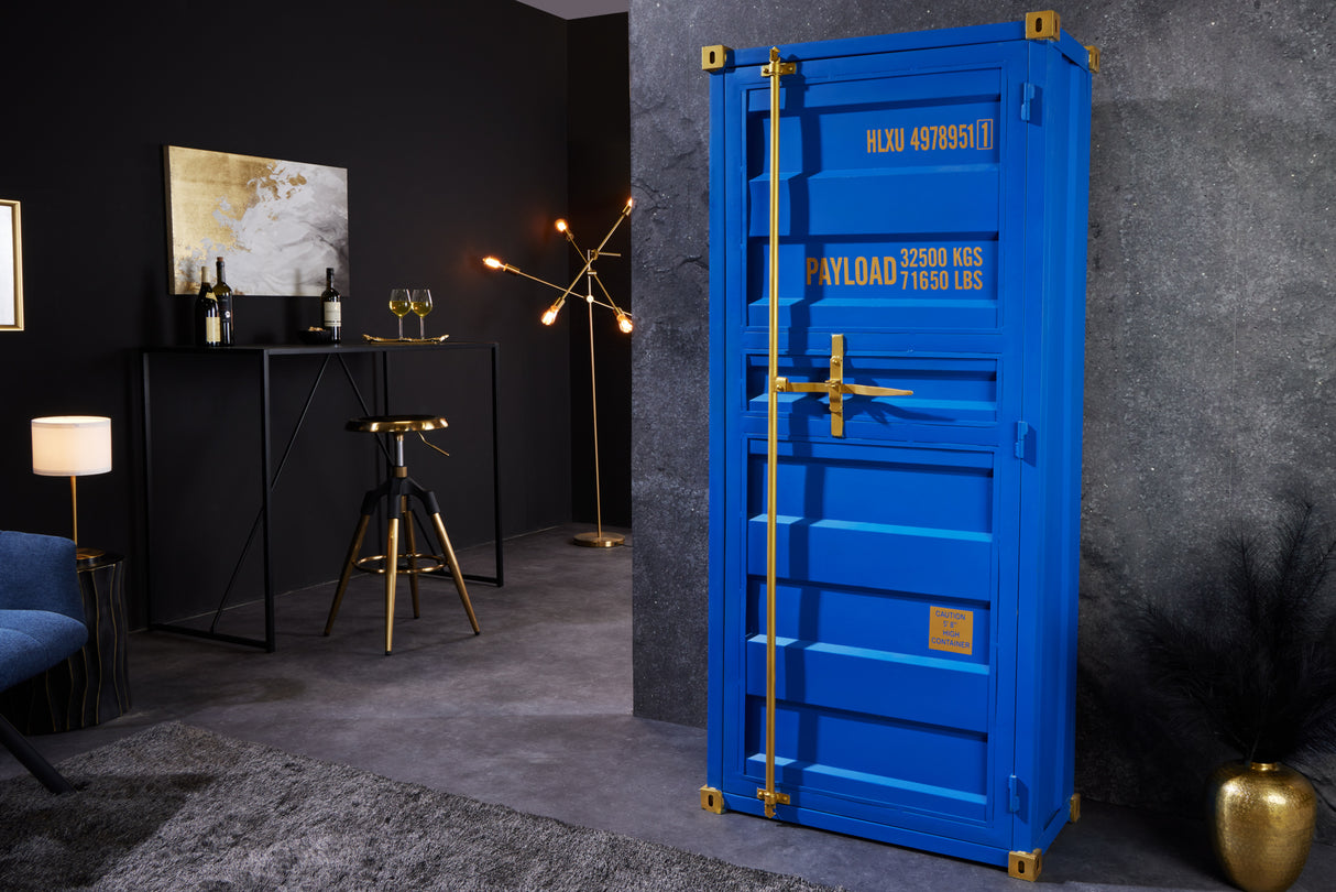 Barschrank Container GLOBETROTTER 180cm blau