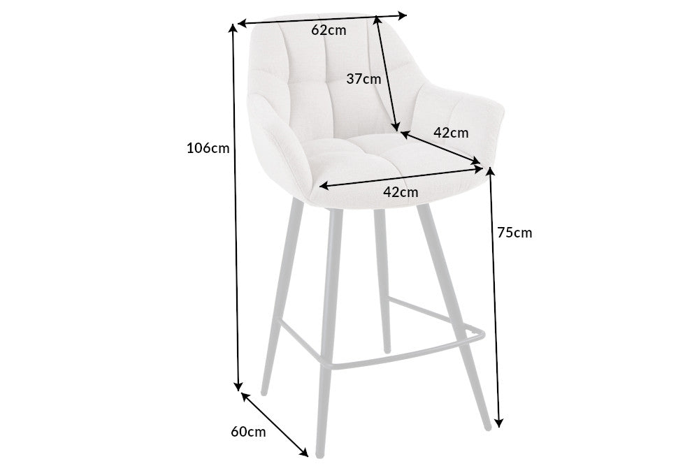 Bar chair PAPILLON 106cm rotatable 180° flat woven fabric champagne beige