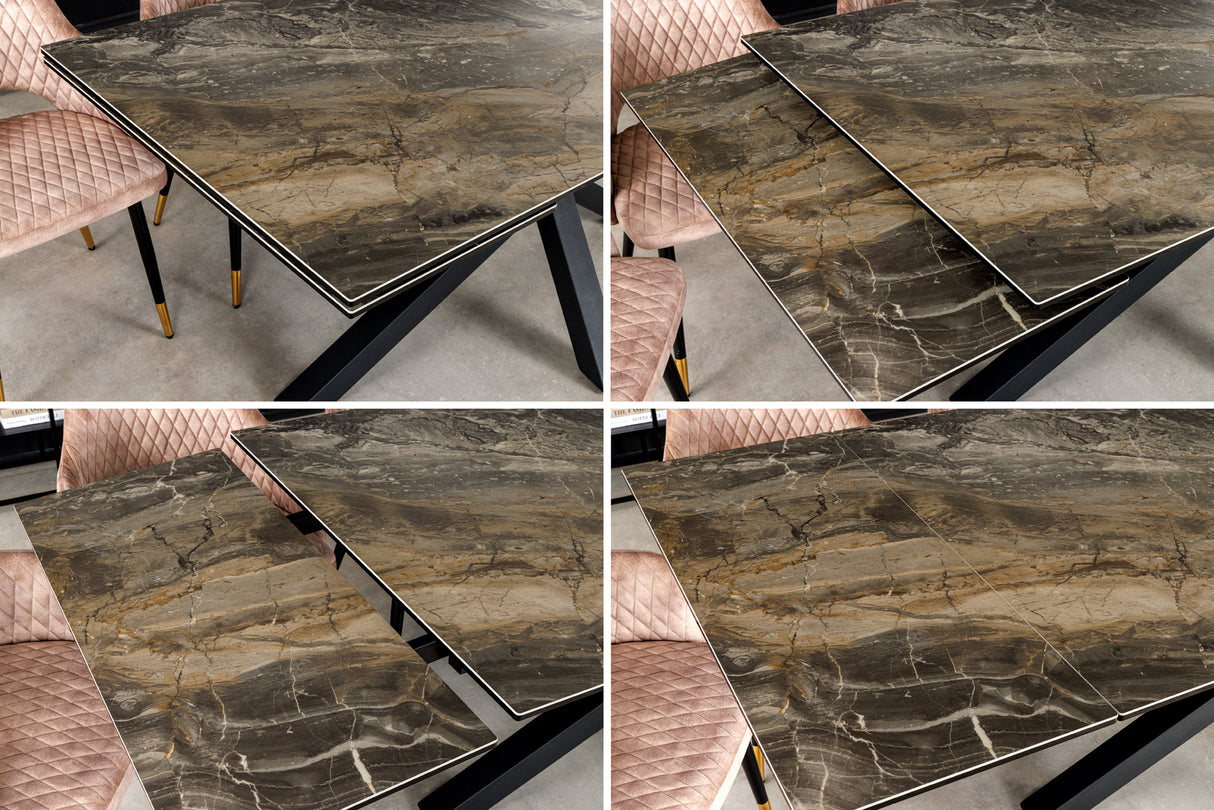 Esstisch MARVELOUS 180-220-260cm Keramik Marmor Optik taupe