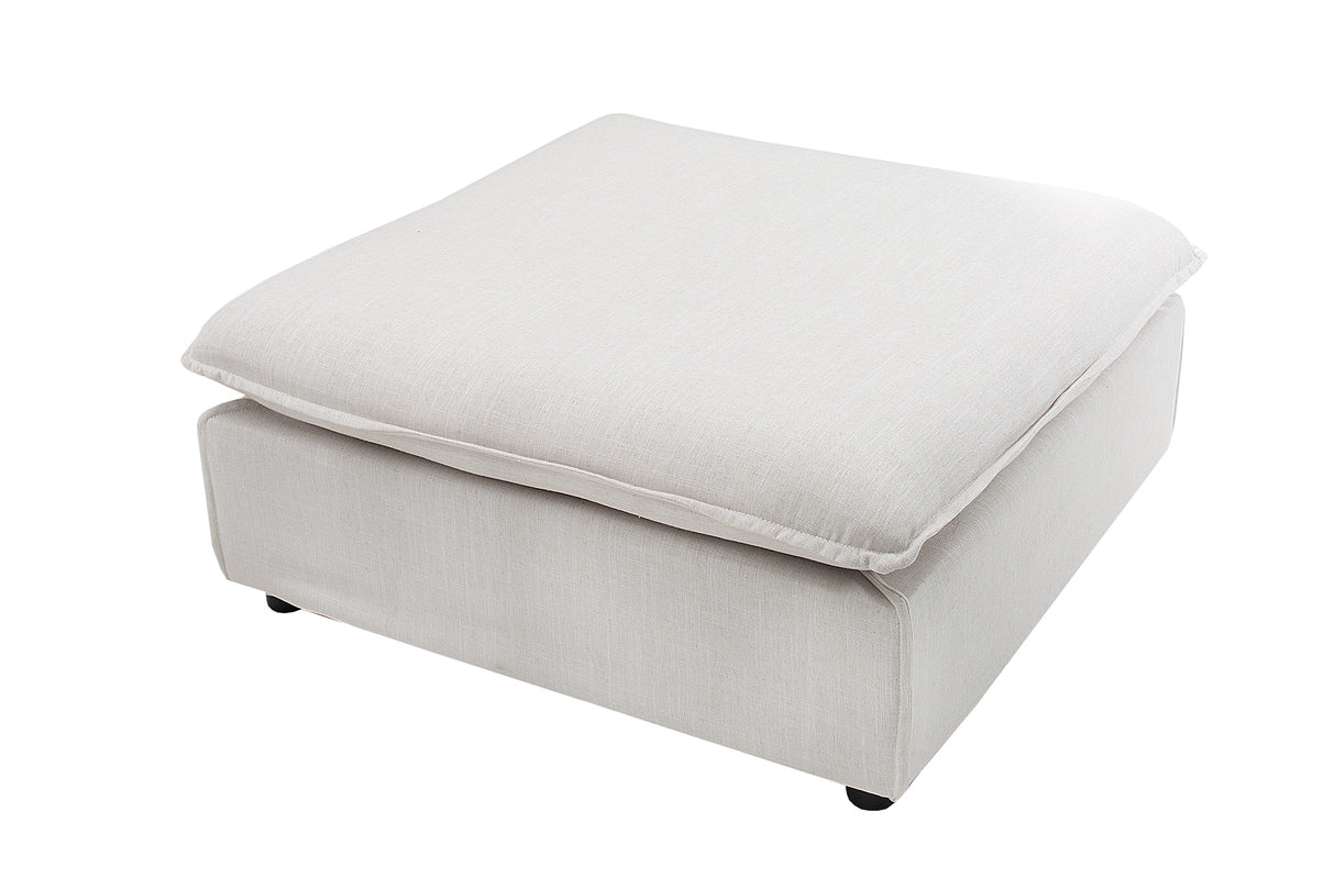 Stool HEAVEN 100cm removable cover textured fabric linen natural