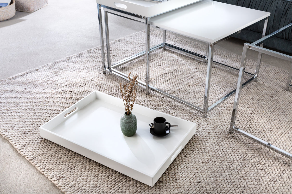 Coffee table ELEMENTS set of 3 with removable trays white