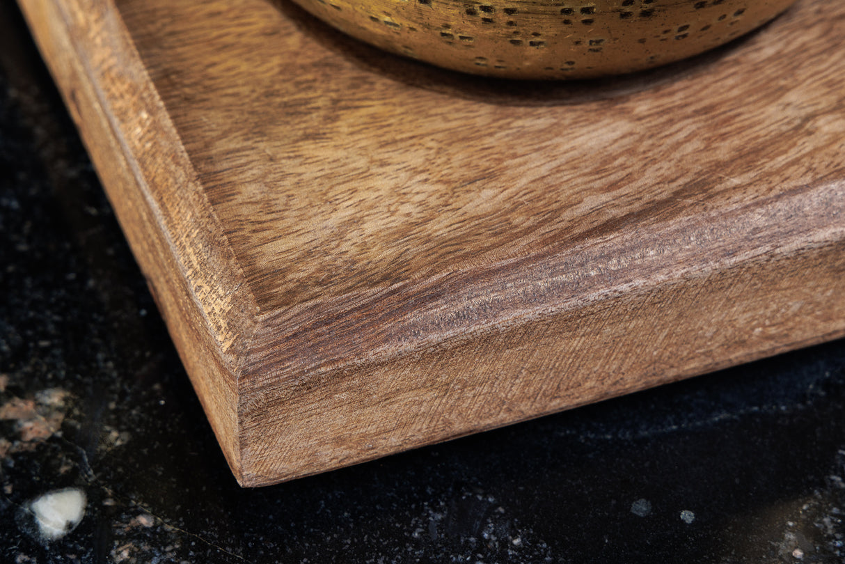 Schale ORIENT 3er Set Hammerschlag-Effekt gold natur Mangoholzsockel