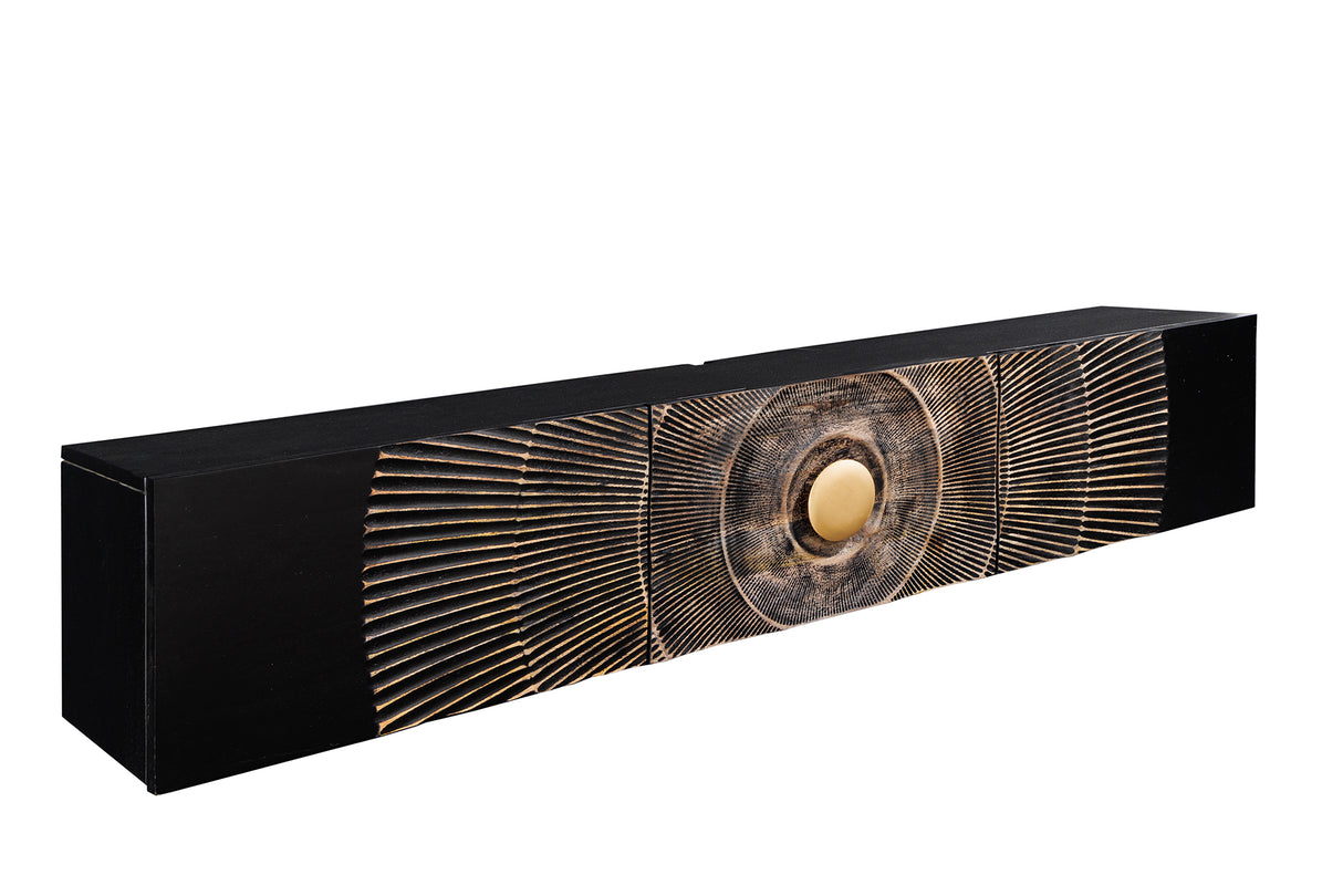 TV-Board GOLDEN SUNSET 160cm 3D hängend Mangoholz schwarz