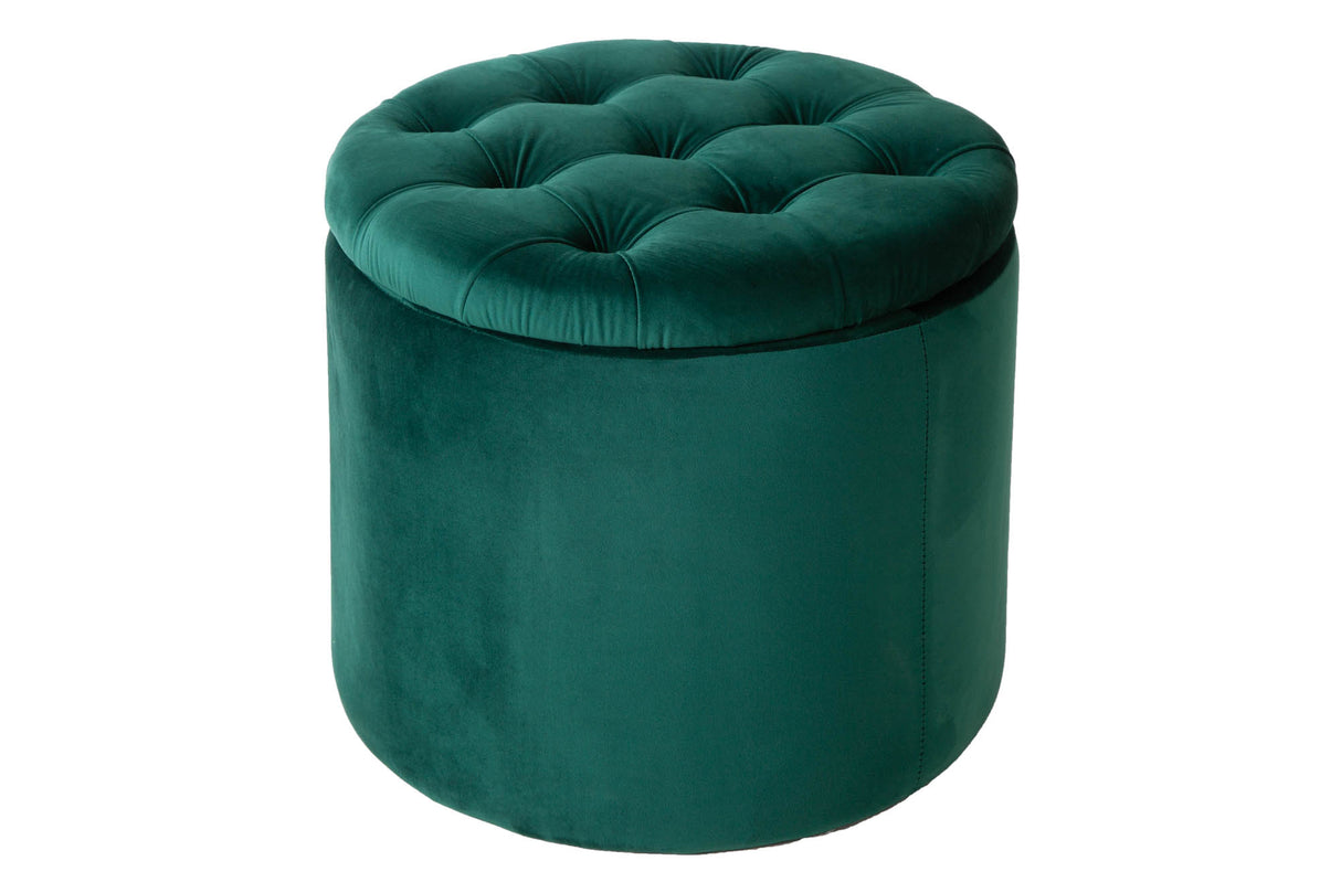Stool MODERN BAROCK STORAGE 50cm velvet emerald green