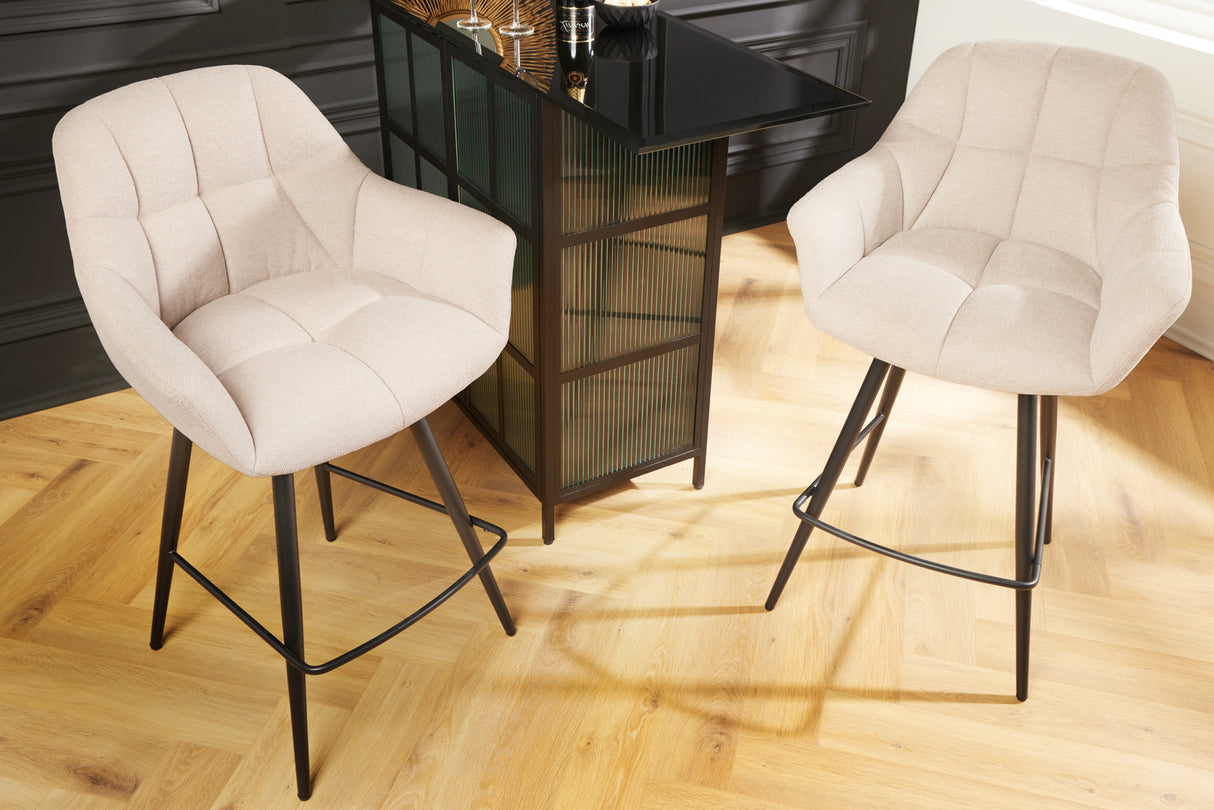 Bar chair PAPILLON 106cm rotatable 180° flat woven fabric champagne beige