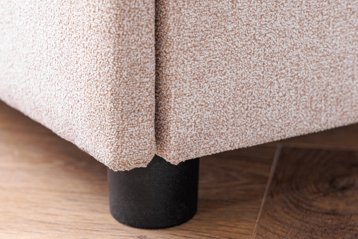 Bedside table TOULOUSE w/ LED light 55cm velvet beige