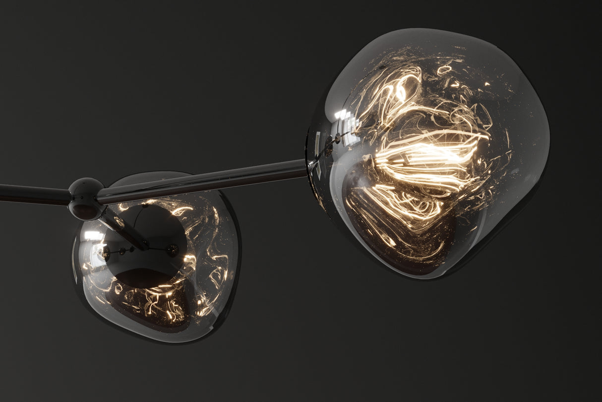 Pendelleuchte LIQUID DIAMOND 5 Glasschirme Rauchoptik