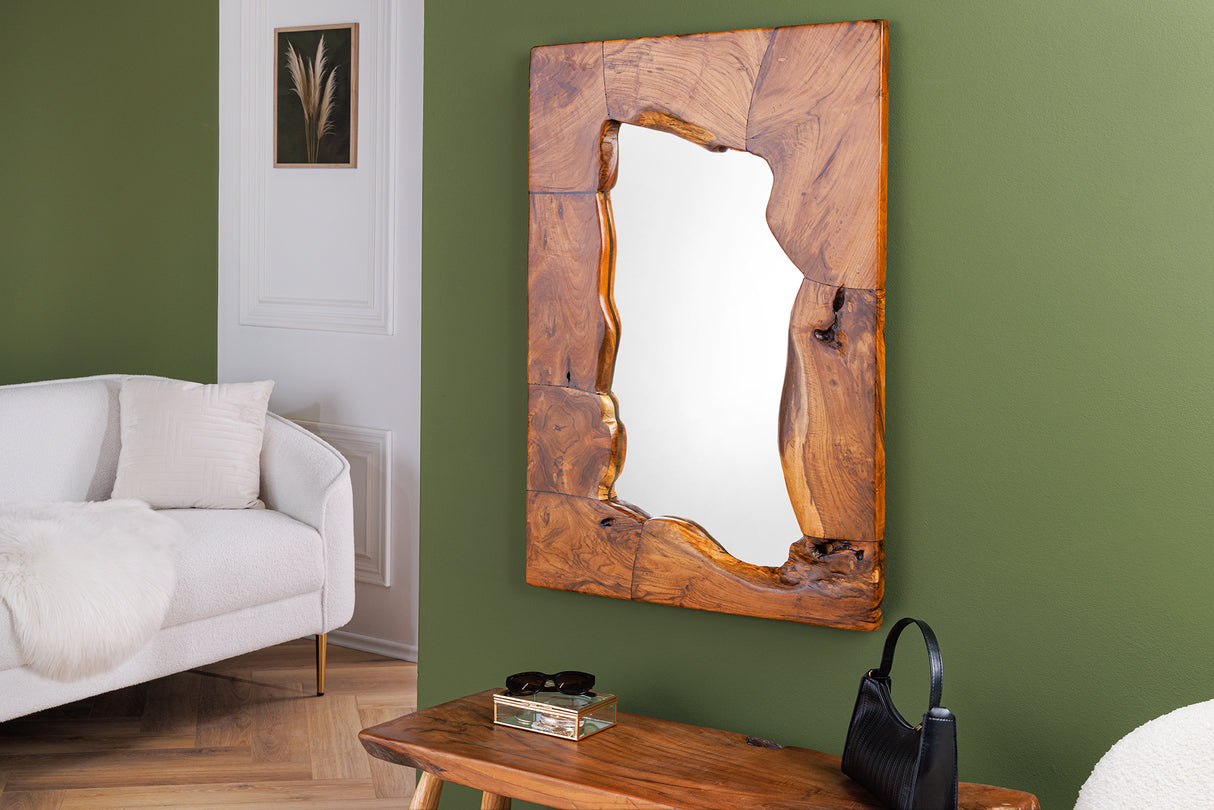 Wandspiegel MOSAIK 90cm Teakholz natur braun handgefertigt