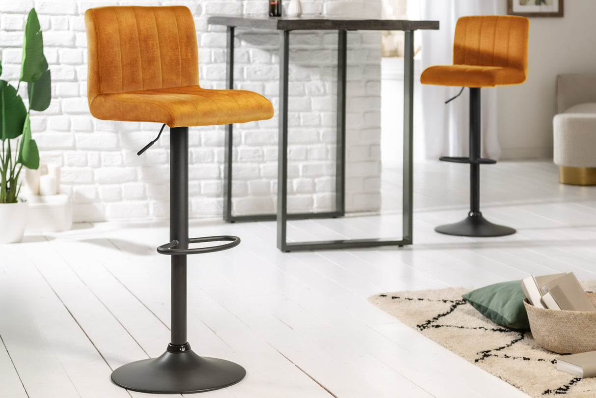 Barhocker PORTLAND 88-109cm Samt senfgelb
