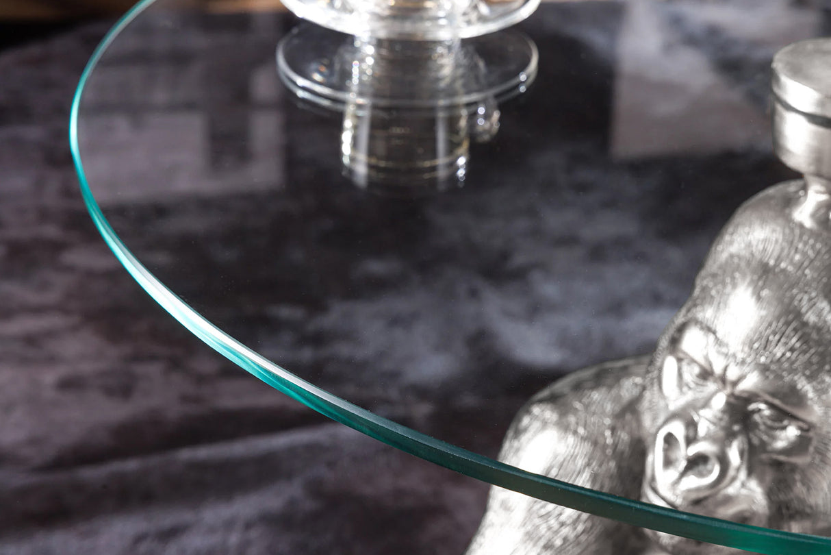 Coffee table KONG 60cm silver safety glass