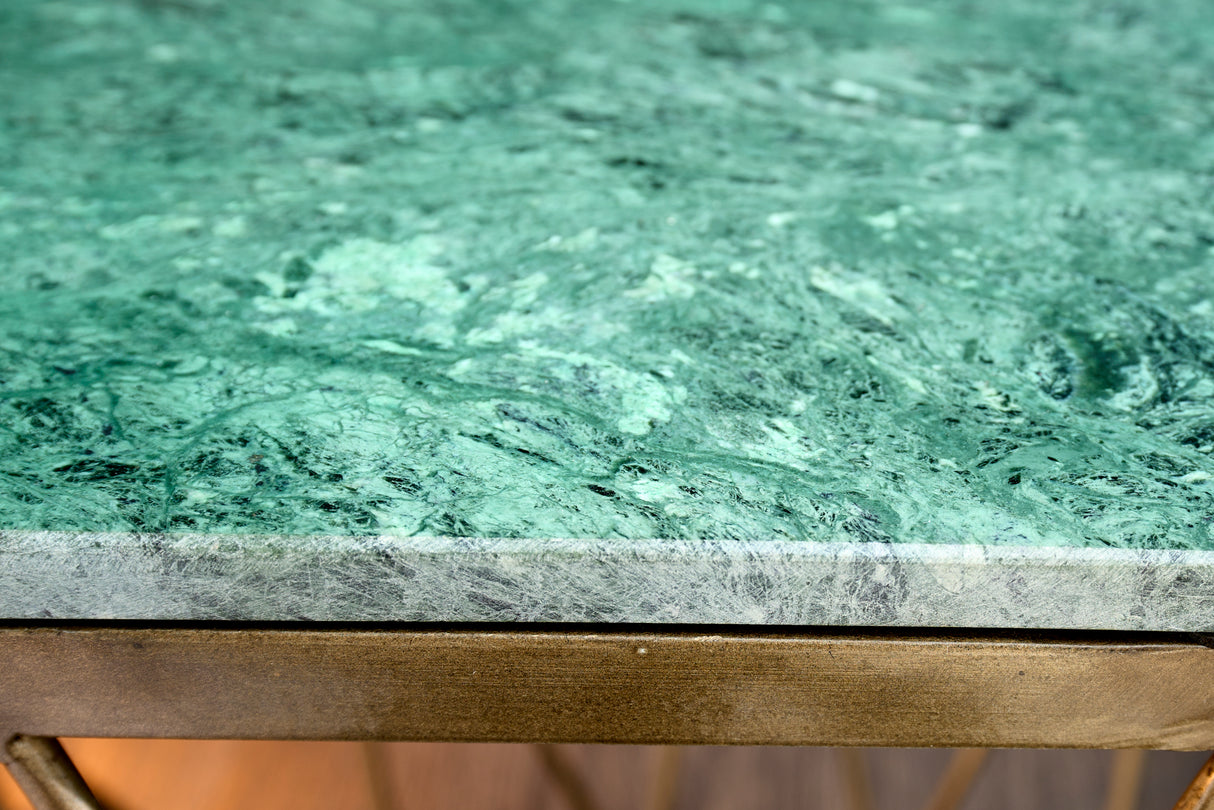Couchtisch DIAMOND 50cm Marmor grün Messing