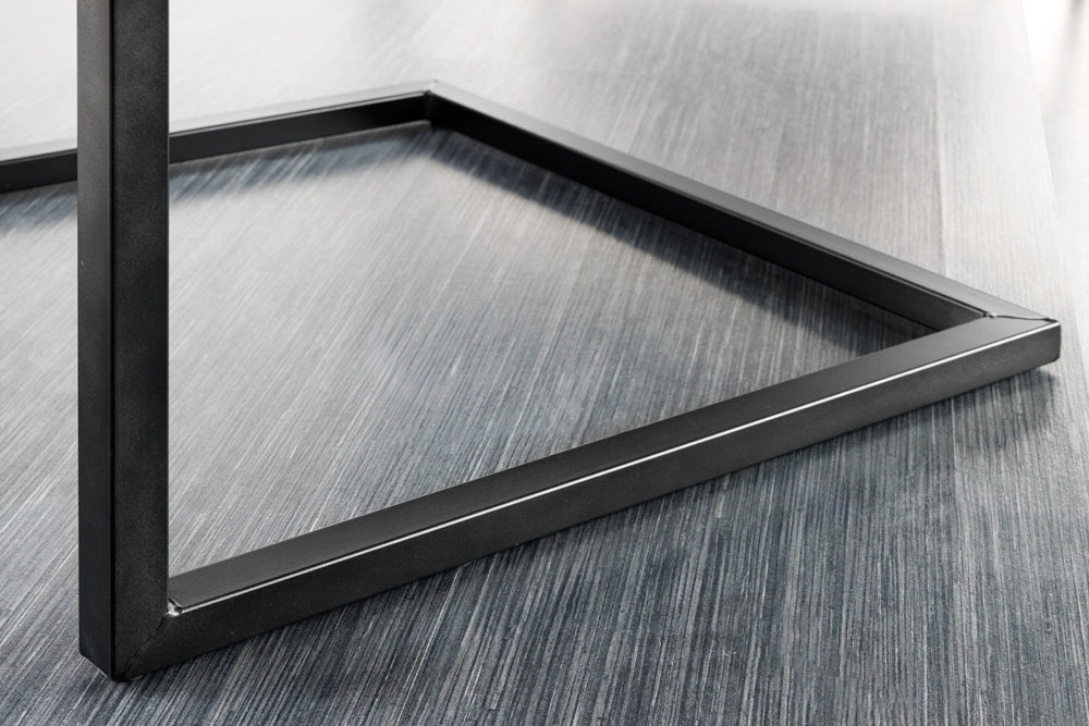 Cantilever chair BIG ASTON w/ armrests spring core black metal legs leather black