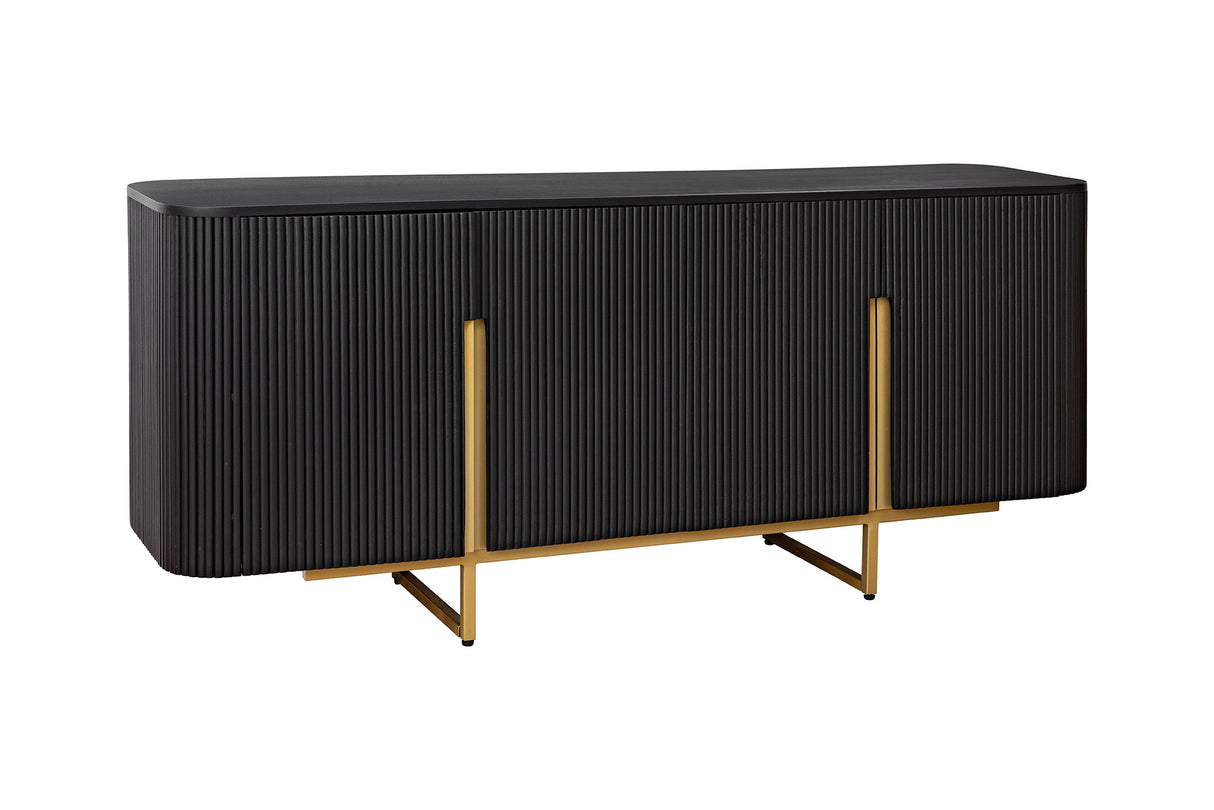 Sideboard GATSBY 160cm Retro-Stil Mango Schwarz Gold Handarbeit
