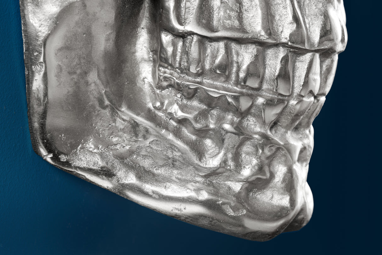 Wall decoration sculpture SKULL 40cm silver aluminium