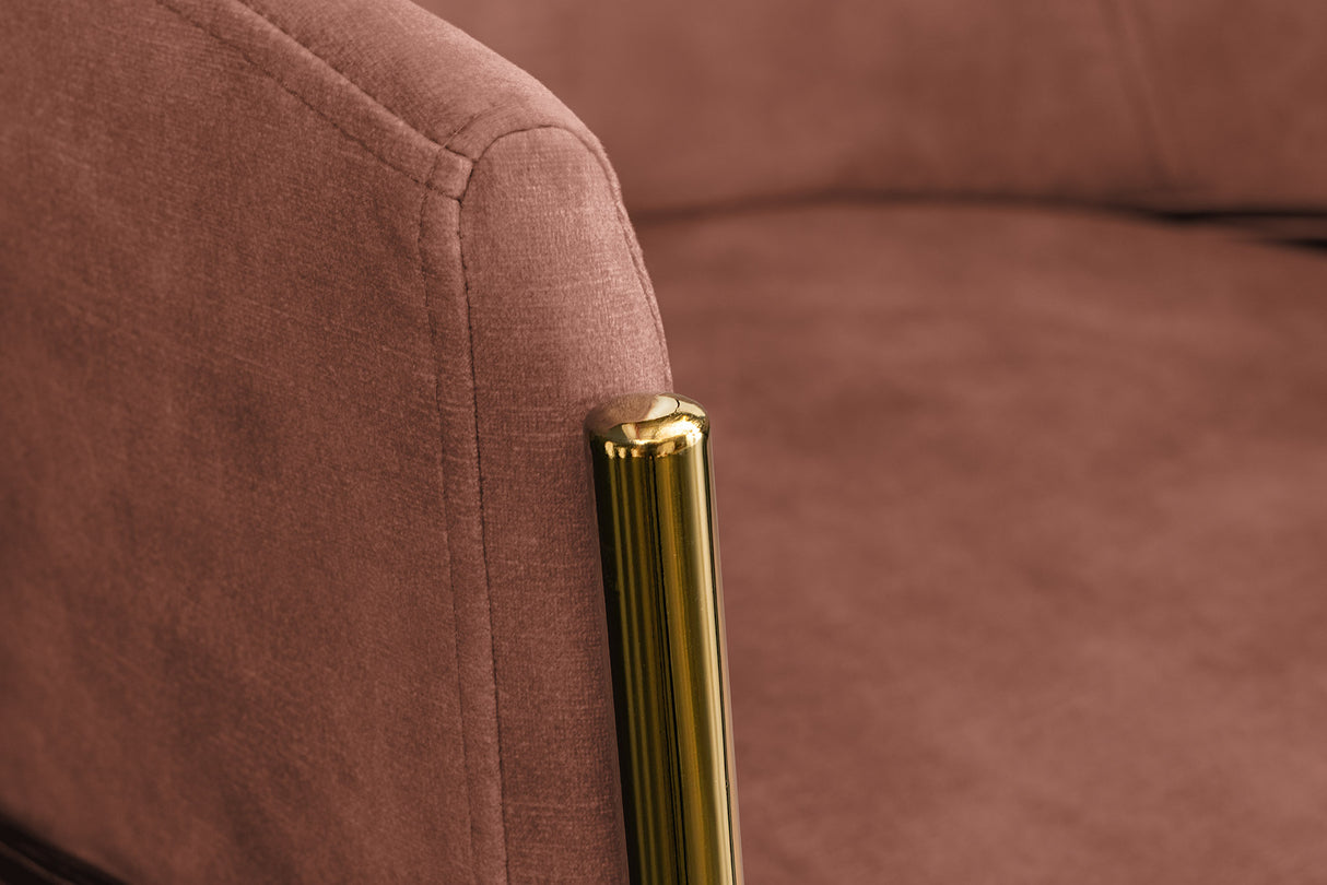 Stuhl NOBLESSE mit Armlehnen Samt rosa goldene Beine