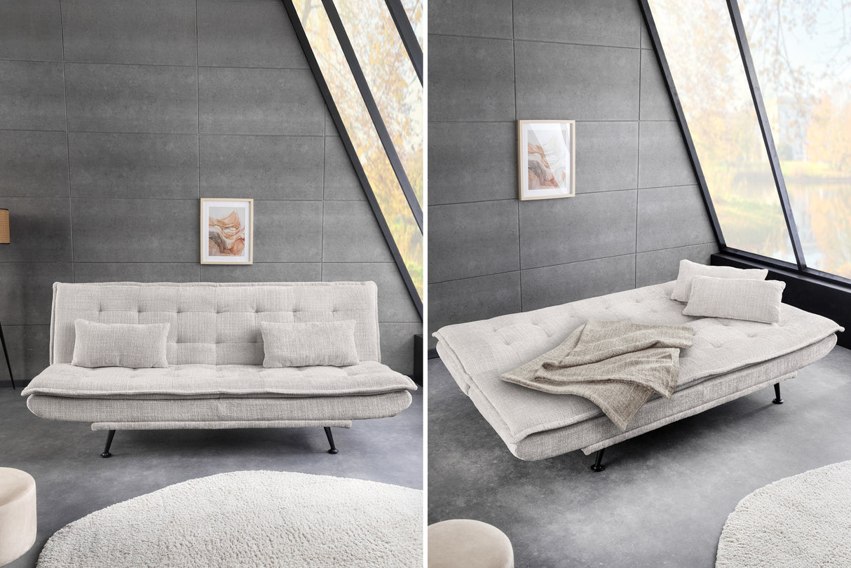 Sofa bed JAZZ 195cm 3-seater chenille fabric champagne beige