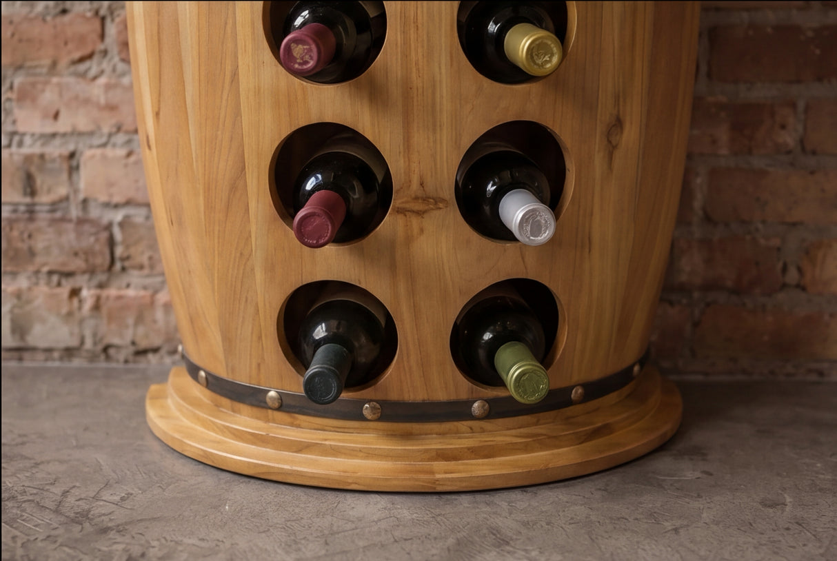 Wine shelf half BODEGA 85cm for 14 bottles and 6 glasses pine wood