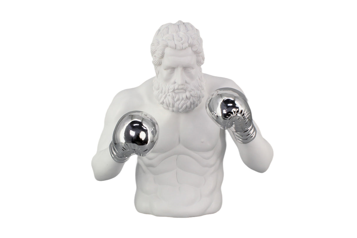 Decoration figure BOXER 50cm white silver