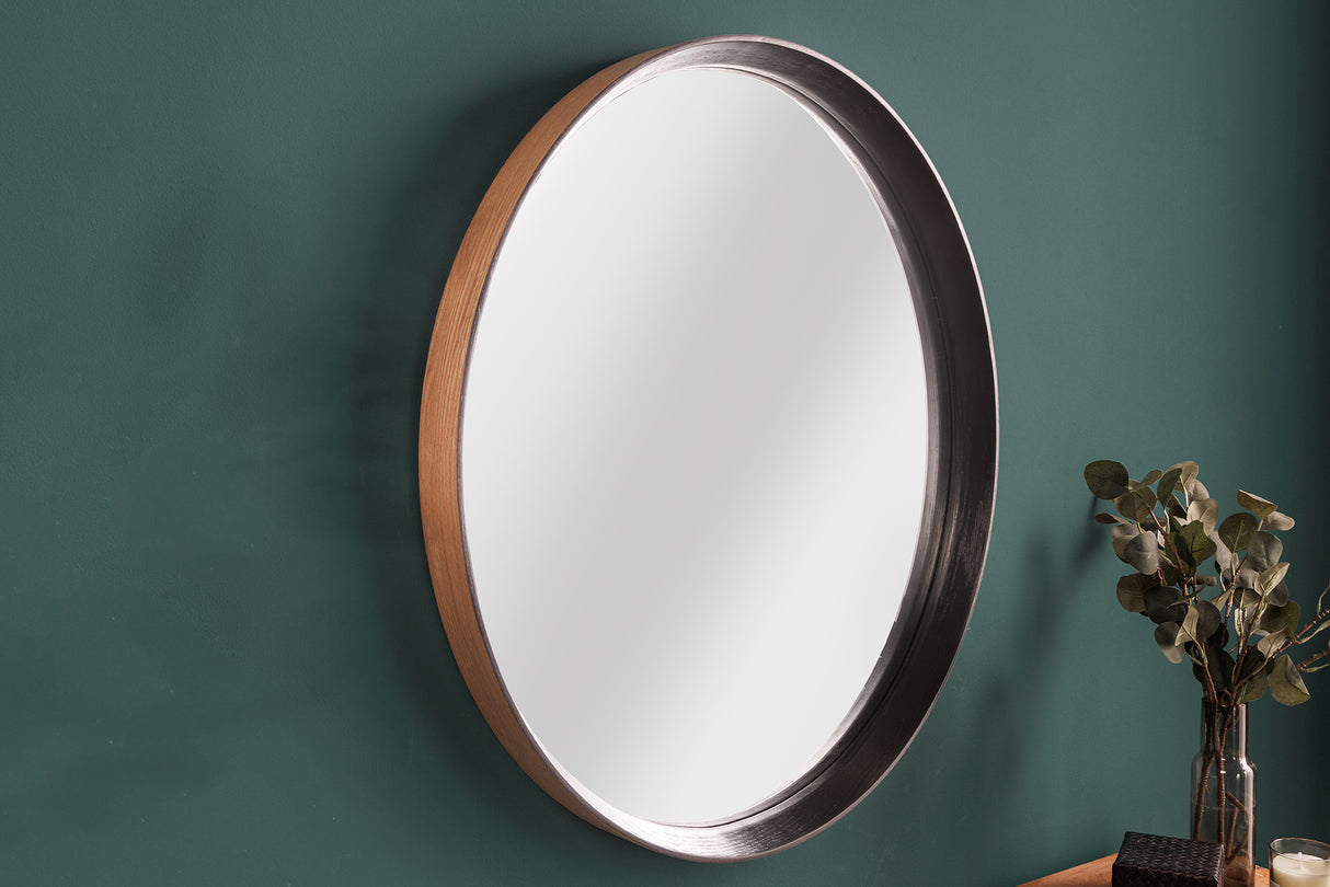 Wandspiegel AMSTERDAM 70cm rund Eiche schwarz