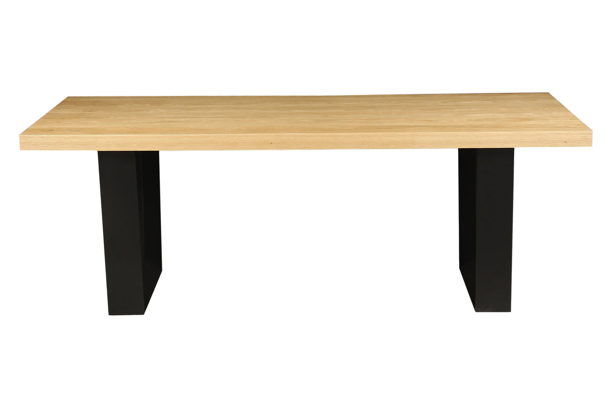Dining table ZEUS 210cm natural oak wood look w/ black metal frame
