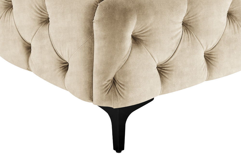 Bett MODERN BAROCK 180x200cm Samt Champagner im Chesterfield-Stil