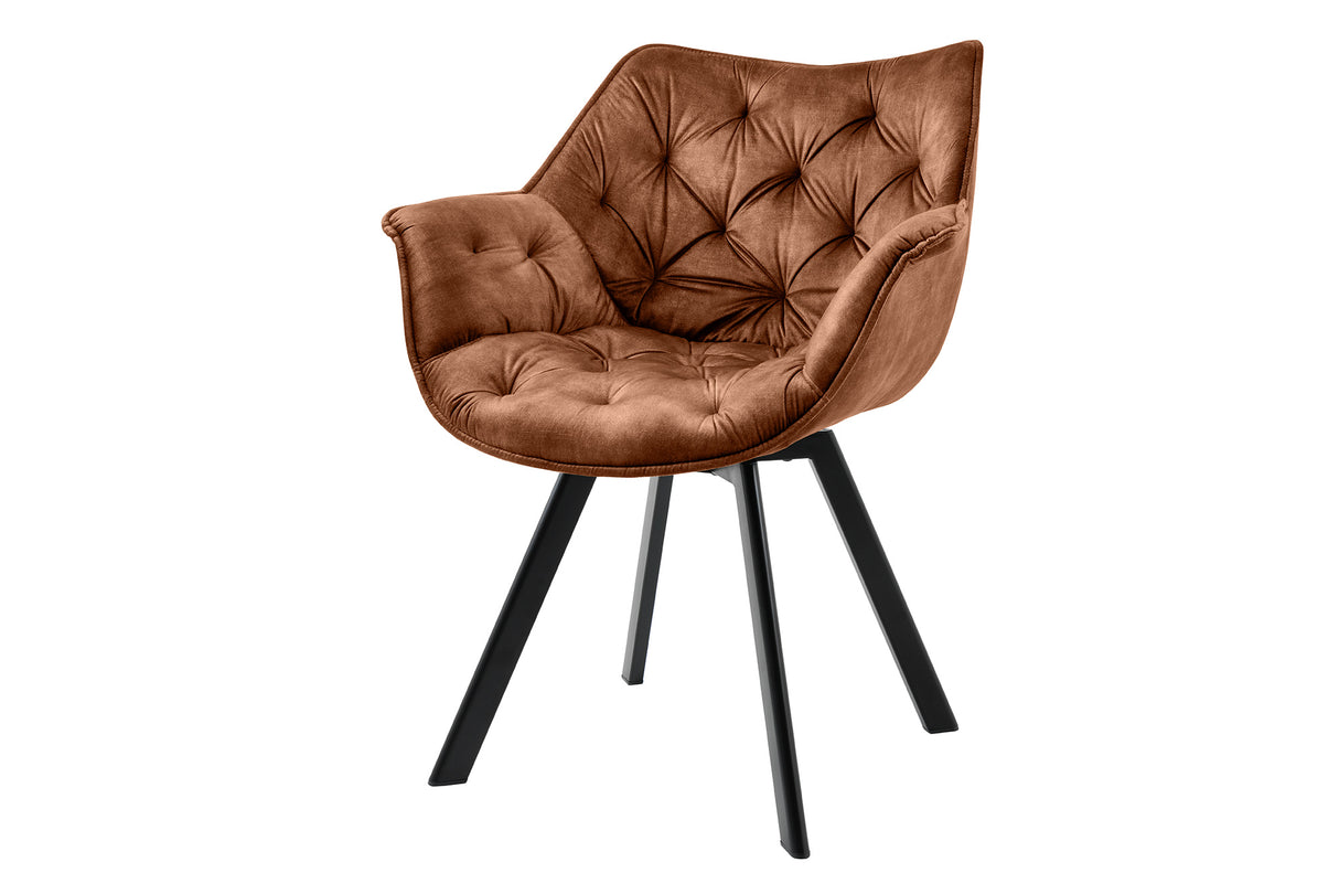 Drehstuhl THE DUTCH COMFORT 180° drehbar mit Armlehnen Samt rostbraun