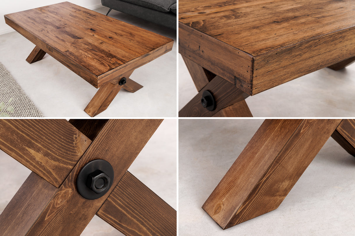 Coffee table GOLIATH 110cm pinewood natural black