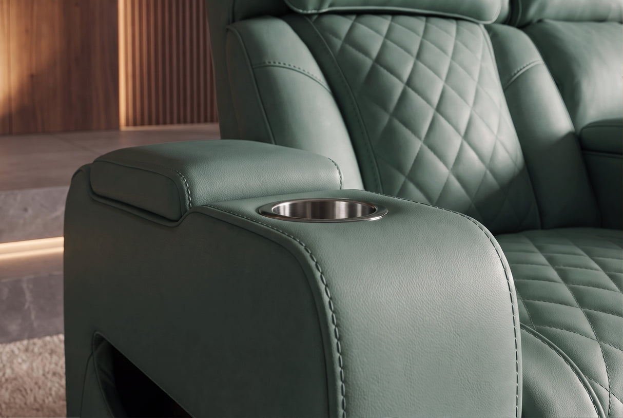 Cinema armchair HOLLYWOOD 2-seater electrically adjustable artificial leather sage