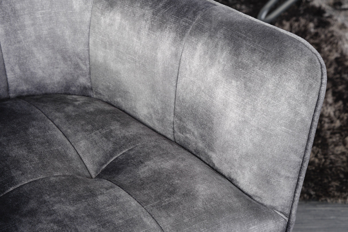 Swivel chair LOFT 180° with armrests velvet dark grey