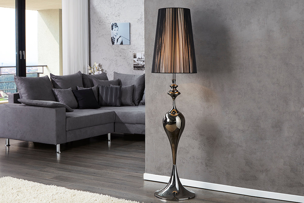 Stehleuchte LUCIE 160cm schwarzer Nylonschirm Barockstil