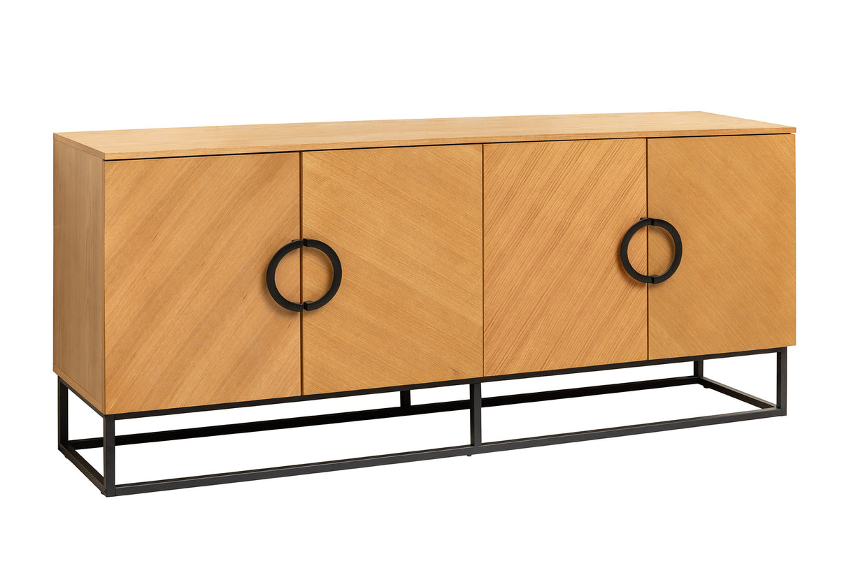 Sideboard GRANDEZZA 180cm in Eichenholzoptik mit schwarzem Metallrahmen